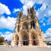 Notre Dame de Reims Cathedral, France, is one of the most important gothic cathedrals in Europe and UNESCO world culture heritage site